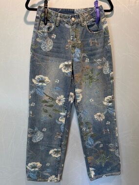 Floral Print Denim Jeans
